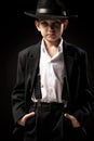 Portrait of a boy in an image of the gangster Royalty Free Stock Photo