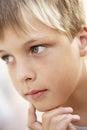 Portrait Of Boy Looking Pensive Royalty Free Stock Photo