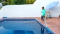 Boy near the swimming pool Royalty Free Stock Photo