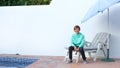 Boy near the swimming pool Royalty Free Stock Photo