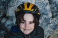 Portrait of a boy in a protective helmet Royalty Free Stock Photo