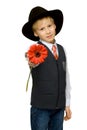 Portrait boy with red flower