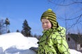 Portrait of a boy on sunny winter day Royalty Free Stock Photo