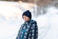 Portrait of a boy on a sunny winter day. Royalty Free Stock Photo