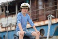 Portrait of a boy in a vest Telnyashka Royalty Free Stock Photo