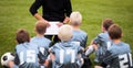 Portrait Of Boys Soccer Team. Soccer Football Team with Coach at