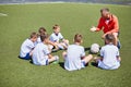 Coach Instructing Football Team in Field Royalty Free Stock Photo