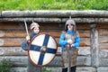 Two boys in Viking Armor