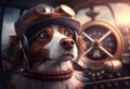 Portrait of a brave dog captain of the ship. AI genarated