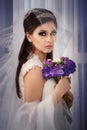 Portrait bride with bouquet Royalty Free Stock Photo
