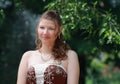 Portrait of bride in summer park Royalty Free Stock Photo