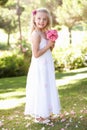 Portrait Of Bridesmaid Holding Bouquet Outdoors Royalty Free Stock Photo