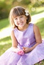 Portrait Of Bridesmaid Holding Bouquet Outdoors Royalty Free Stock Photo