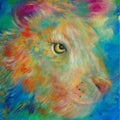 Portrait of a bright multi-colored lion