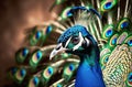 Portrait of a bright peacock