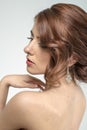 Portrait of brown-haired romantic girl with naked back Royalty Free Stock Photo