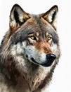 Portrait of a gray wolf - on a white background Royalty Free Stock Photo