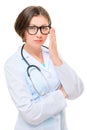 Portrait of a brunette doctor in glasses Royalty Free Stock Photo