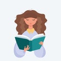 Portrait of brunette woman reading book