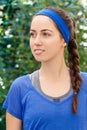 Portrait of brunette woman in sportswear