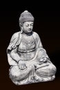 Portrait of a buddha statue, islated on black background. Sign for peace and wisdom