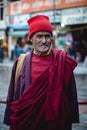 India, Manali - February 4, 2009: Portrait of a Buddhist Monk