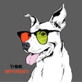 Portrait of the bulldog in the colored glasses. Vector illustration. Royalty Free Stock Photo