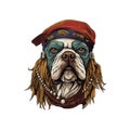 Portrait of a bulldog in Pirate hat bandana. Vector illustration design