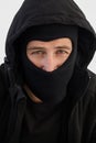 Portrait of burglar wearing a balaclava Royalty Free Stock Photo