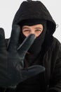 Portrait of burglar wearing a balaclava Royalty Free Stock Photo