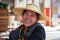 Portrait burmese girl in local market. Inle lake, Myanmar, Burma