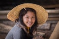 Portrait burmese girl in local market. Inle lake, Myanmar, Burma