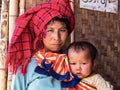 Portrait of Burmese Woman with Daughter at Inle Lake, Myanmar Royalty Free Stock Photo