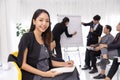 Portrait businee executive woman in office meeting room. Smart Asian lady young new generation leader Royalty Free Stock Photo