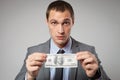 Portrait of a business man holding money Royalty Free Stock Photo