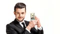 Portrait of a business man holding money