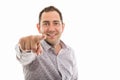 Portrait of business man pointing camera and smiling Royalty Free Stock Photo