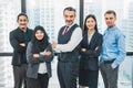 Portrait of business people group having confident in successful job in modern office background. People lifestyl and partnership Royalty Free Stock Photo
