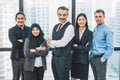 Portrait of business people group having confident in successful job in modern office background. People lifestyl and partnership