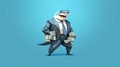 Portrait of a business shark in an official business suit.