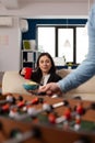 Portrait of business woman with beer bottle and chips snack Royalty Free Stock Photo