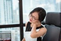 Portrait of Business Woman Having Shoulder Pain During Working in Office Workplace, Asian Woman is Suffering From Fatigue Office Royalty Free Stock Photo