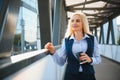 Portrait of business woman smiling outdoor Royalty Free Stock Photo