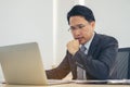 Portrait Businessman depressed by working in office. Strain, bus Royalty Free Stock Photo