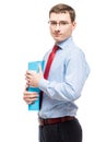 Portrait of a businessman in glasses with a folder for papers Royalty Free Stock Photo