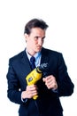 Portrait of businessman holding drill Royalty Free Stock Photo