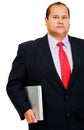 Portrait of businessman holding laptop Royalty Free Stock Photo