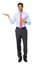 Portrait Of Businessman Pointing At Invisible Product