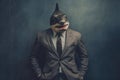 Portrait of a Businessman in a Suit with a Shark Head extreme closeup. Generative AI Royalty Free Stock Photo