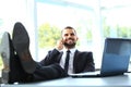 Portrait of businessman talking on mobile phone Royalty Free Stock Photo